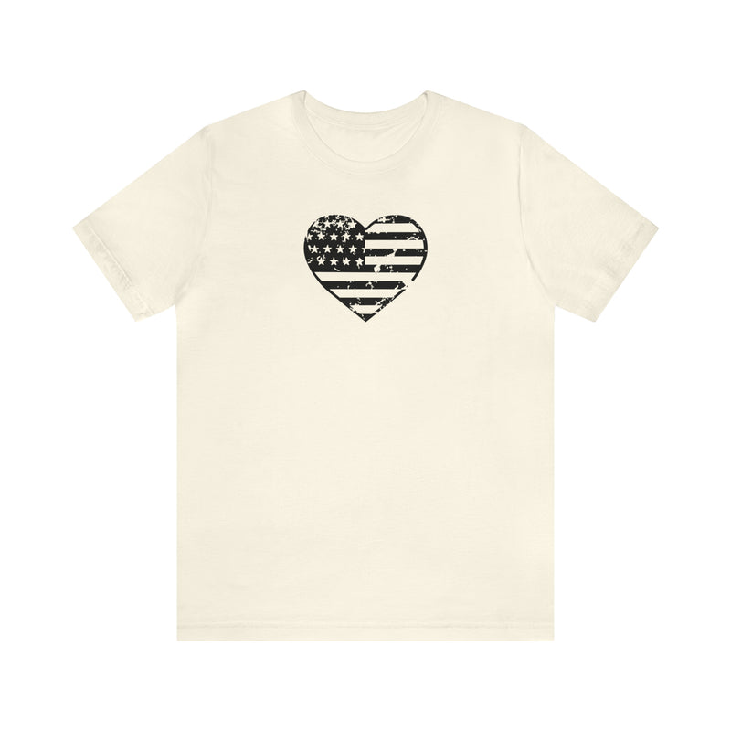 American Flag Heart Distressed Short Sleeve Tee - Patriotic Clothing - Made in the USA