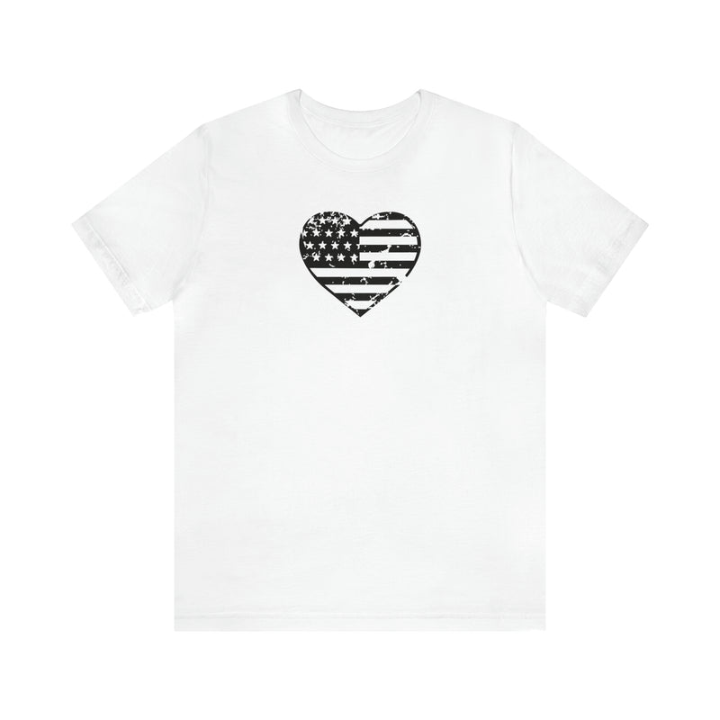 American Flag Heart Distressed Short Sleeve Tee - Patriotic Clothing - Made in the USA