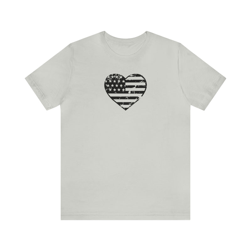 American Flag Heart Distressed Short Sleeve Tee - Patriotic Clothing - Made in the USA