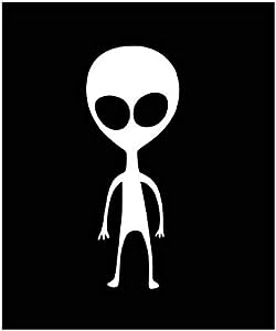 Small Alien Vinyl Decal | White | Made in USA by Foxtail Decals | for Car Windows, Tablets, Laptops, Water Bottles, etc. | 1.75 x 4.5 inch