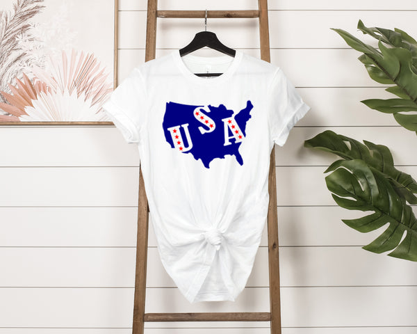 4th of July USA Jersey Short Sleeve Tee - Soft & Comfortable - Patriotic Clothing - Made in the USA