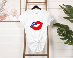 4th of July Lips Jersey Short Sleeve Tee - Soft & Comfortable - Patriotic Clothing - Made in the USA