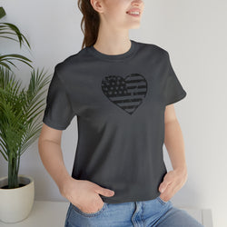 American Flag Heart Distressed Short Sleeve Tee - Patriotic Clothing - Made in the USA