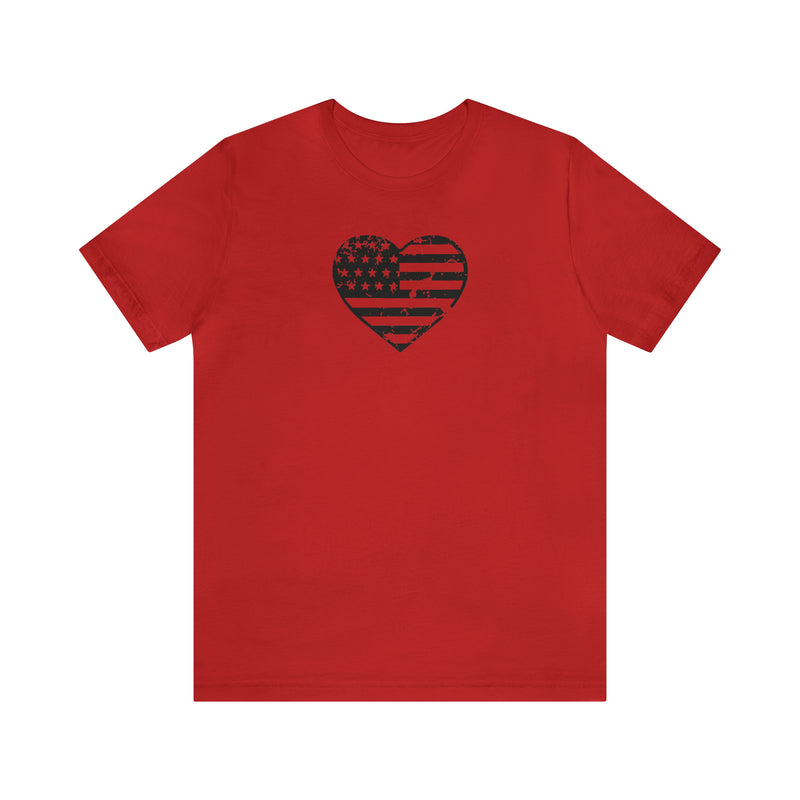 American Flag Heart Distressed Short Sleeve Tee - Patriotic Clothing - Made in the USA