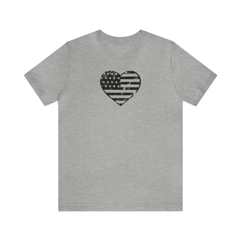 American Flag Heart Distressed Short Sleeve Tee - Patriotic Clothing - Made in the USA