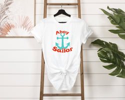 Ahoy Sailor Jersey Short-Sleeve Tee - Fun, Nautical T-Shirt for Seafarers - Soft, Comfortable - Made in the USA