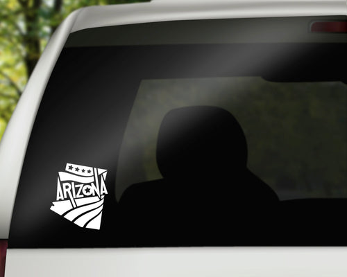 Arizona Stars & Stripes Decal | White | For Car Windows, Tablets, Laptops, Water Bottles, etc. | 3.9 x 4.5 inch