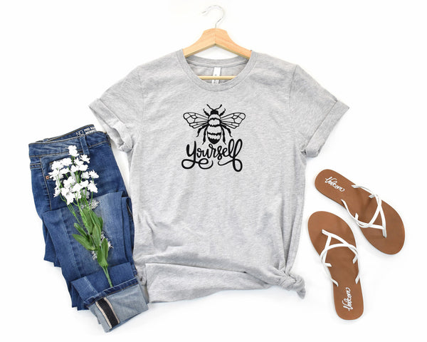 Bee Yourself Short-Sleeve Tee - Cute & Inspirational T-Shirt for Bee Lovers - Soft & Comfortable - Made in the USA