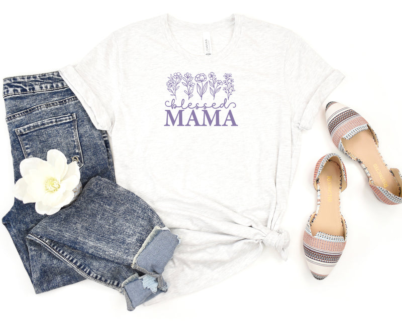 Blessed Mama Flowers Short Sleeve Tee: A Stylish and Versatile T-Shirt for Moms Who Love Flowers and Feel Blessed