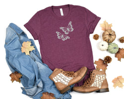 Butterflies Short-Sleeve Tee - Boho T-Shirt for Women & Men - Soft & Comfortable - Made in the USA