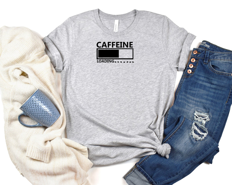 Caffeine Loading Short-Sleeve Tee - Funny & Relatable T-Shirt for Coffee Lovers - Soft & Comfortable - Made in the USA