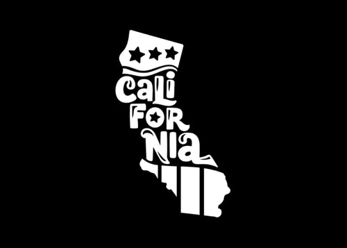 California Stars & Stripes Vinyl Decal | White | For Car Windows, Tablets, Laptops, Water Bottles, etc. | 2.8 x 4.5 inch