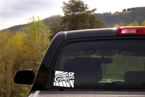 Colorado Stars & Stripes Vinyl Decal | White | For Car Windows, Tablets, Laptops, Water Bottles, etc. | 4.5 x 3.6 inch