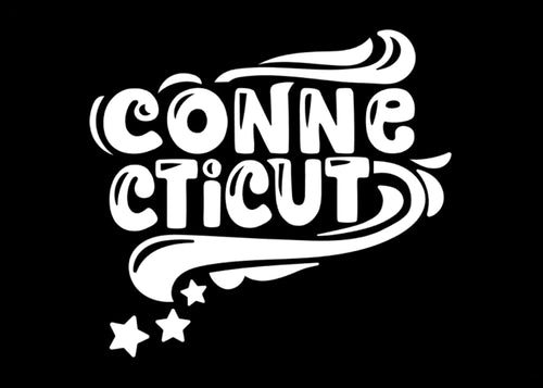 Connecticut Stars & Stripes Vinyl Decal | White | For Car Windows, Tablets, Laptops, Water Bottles, etc. | 4.5 x 4.1 inch