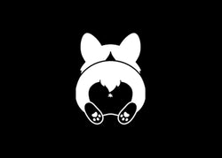 Corgi Butt Vinyl Decal | White | MADE IN USA by Foxtail Decals | For Car Windows, Tablets, Laptops, Water Bottles, etc. | 3.4 x 4.5 inch