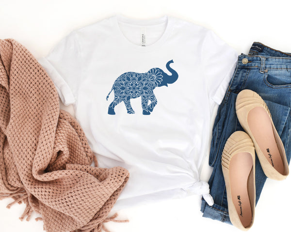 Elephant Mandala Blue Short Sleeve Tee: A Stylish and Versatile T-Shirt for People Who Love Elephants and Mandalas