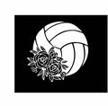 Volleyball Flower Decal | White | Made in USA by Foxtail Decals | for Car Windows, Tablets, Laptops, Water Bottles, etc. | 4.75 x 4.75 inch