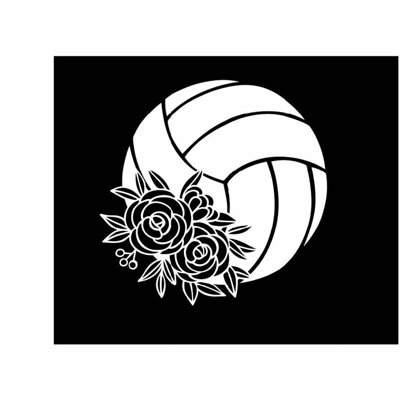 Volleyball Flower Decal | White | Made in USA by Foxtail Decals | for Car Windows, Tablets, Laptops, Water Bottles, etc. | 4.75 x 4.75 inch