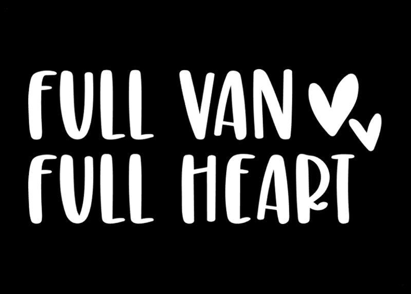 Full Van Full Heart Vinyl Decal | White | MADE IN USA by Foxtail Decals | For Car Windows, Tablets, Laptops, Water Bottles, etc. | 4.5 x 2.0 inch