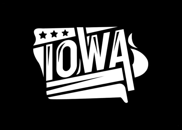 Iowa Stars & Stripes Vinyl Decal | White | MADE IN USA by Foxtail Decals | For Car Windows, Tablets, Laptops, Water Bottles, etc. | 4.5 x 3.0 inch