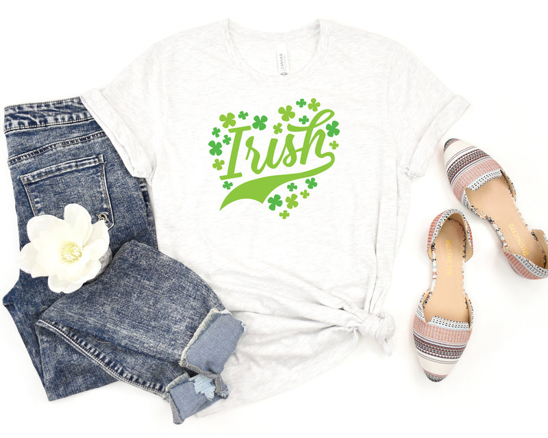 Irish Shamrock Heart Short Sleeve Tee: A Stylish T-Shirt for People Who Are Proud of Their Irish Heritage