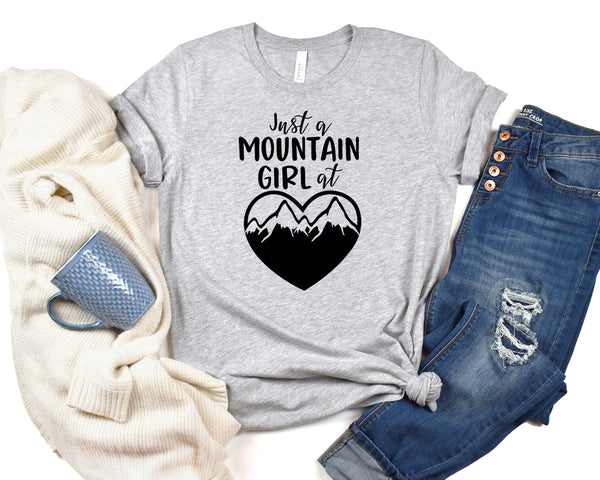 Just A Mountain Girl At Heart Short Sleeve Tee: A Stylish T-Shirt for People Who Love the Mountains