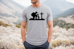 Kneeling Soldier Short Sleeve Tee: A Patriotic T-Shirt for People Who Support the Military