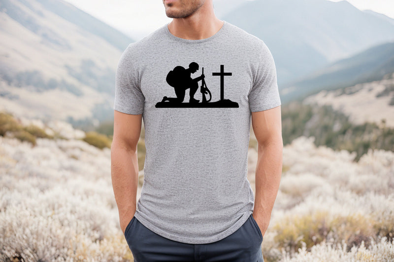 Kneeling Soldier Short Sleeve Tee: A Patriotic T-Shirt for People Who Support the Military