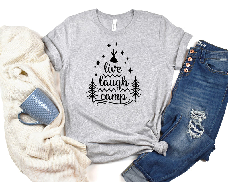 Live Laugh Camp Short Sleeve Tee: A Stylish T-Shirt for People Who Love Camping and the Outdoors