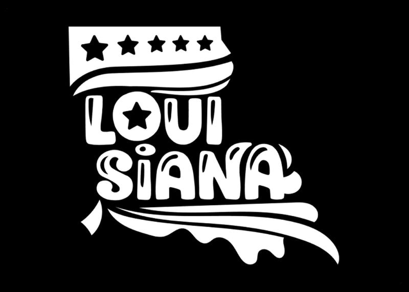 Louisiana Stars & Stripes Vinyl Decal | White | MADE IN USA by Foxtail Decals | For Car Windows, Tablets, Laptops, Water Bottles, etc. | 4.5 x 4.0 inch