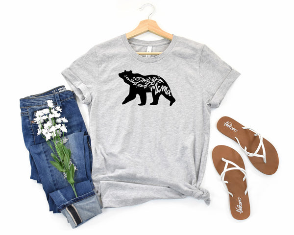 Mama Bear Vine Short Sleeve Tee: A Stylish T-Shirt for Mothers Who Love Bears and Nature