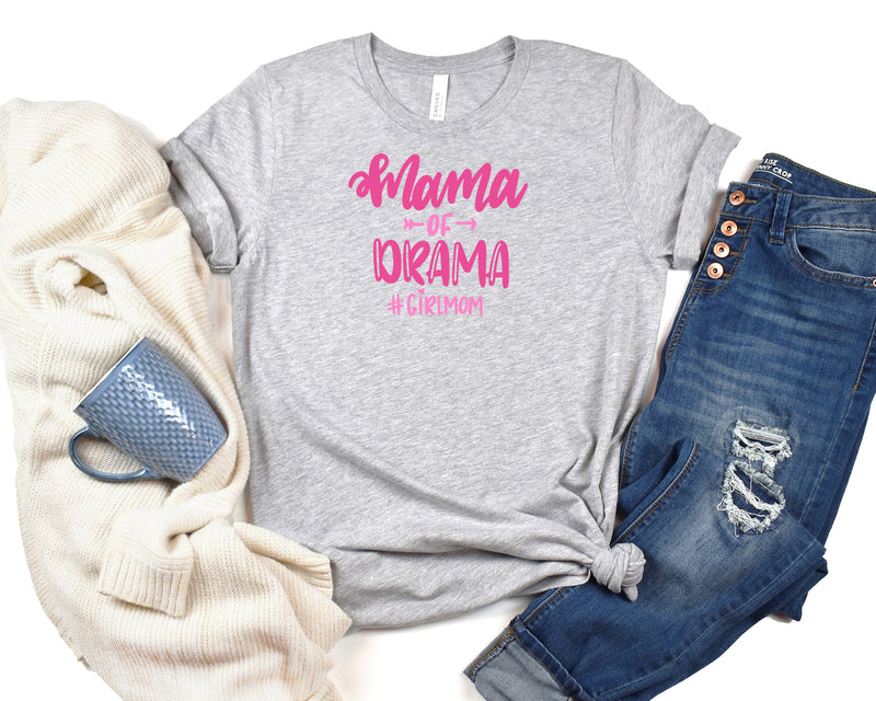 Mama Of Drama #GirlMom Short Sleeve Tee: A Funny and Stylish T-Shirt for Mothers of Girls