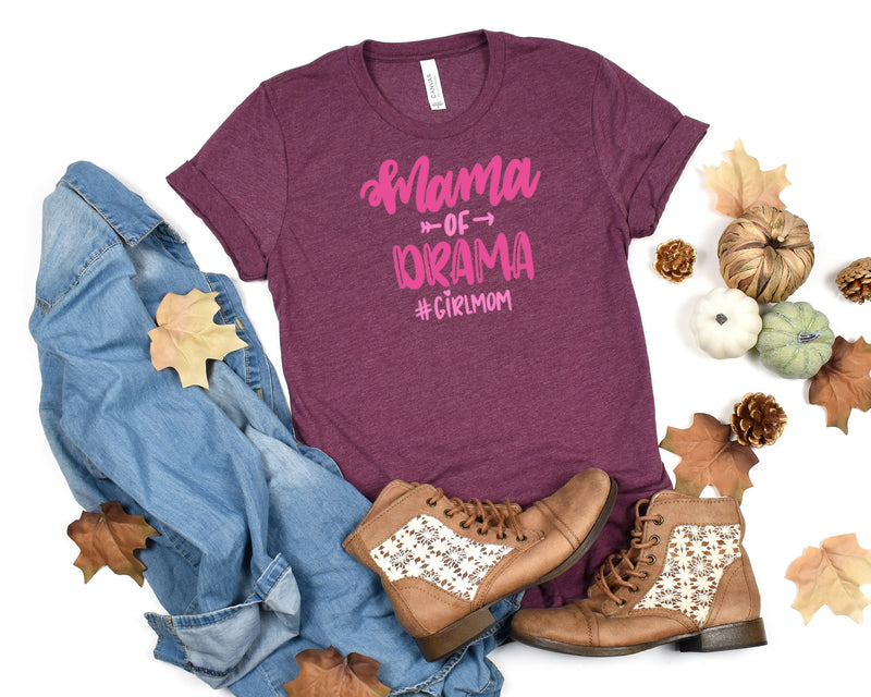 Mama Of Drama #GirlMom Short Sleeve Tee: A Funny and Stylish T-Shirt for Mothers of Girls