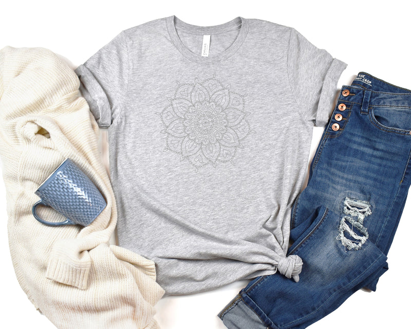 Mandala With Hearts Short Sleeve Tee: A Stylish T-Shirt for Mothers Who Love Mandalas and Hearts