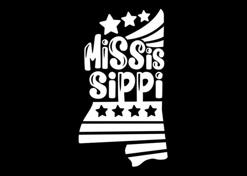 Mississippi Stars & Stripes Vinyl Decal | White | MADE IN USA by Foxtail Decals | For Car Windows, Tablets, Laptops, Water Bottles, etc. | 2.5 x 4.5 inch