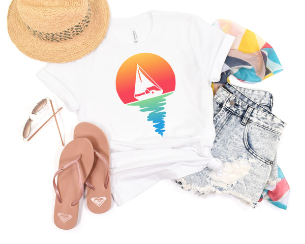 Nautical Sunset Short Sleeve Tee: A Stylish and Romantic T-Shirt for People Who Love the Sea