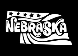 Nebraska Stars & Stripes Vinyl Decal | White | MADE IN USA by Foxtail Decals | For Car Windows, Tablets, Laptops, Water Bottles, etc. | 4.5 x 2.3 inch