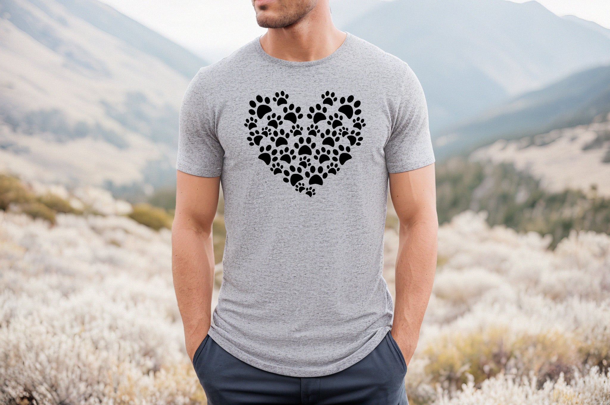 Pawprint Heart Short Sleeve Tee: A Cute and Heartwarming T-Shirt for People Who Love Dogs