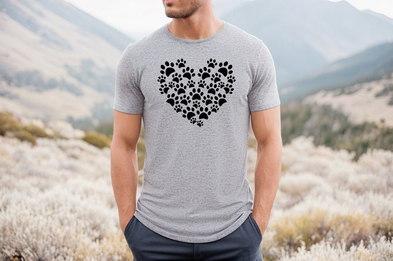 Pawprint Heart Short Sleeve Tee: A Cute and Heartwarming T-Shirt for People Who Love Dogs