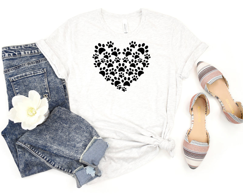 Pawprint Heart Short Sleeve Tee: A Cute and Heartwarming T-Shirt for People Who Love Dogs