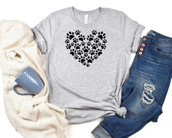 Pawprint Heart Short Sleeve Tee: A Cute and Heartwarming T-Shirt for People Who Love Dogs