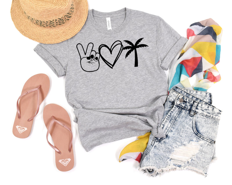 Peace Love Beach Short Sleeve Tee: A Relaxed and Chill T-Shirt for People Who Love the Beach