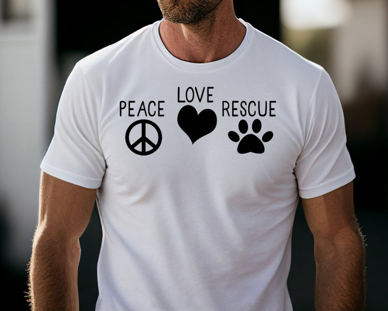 Peace Love Rescue Short Sleeve Tee: A Fun and Quirky T-Shirt for People Who Love Animals and Rescues