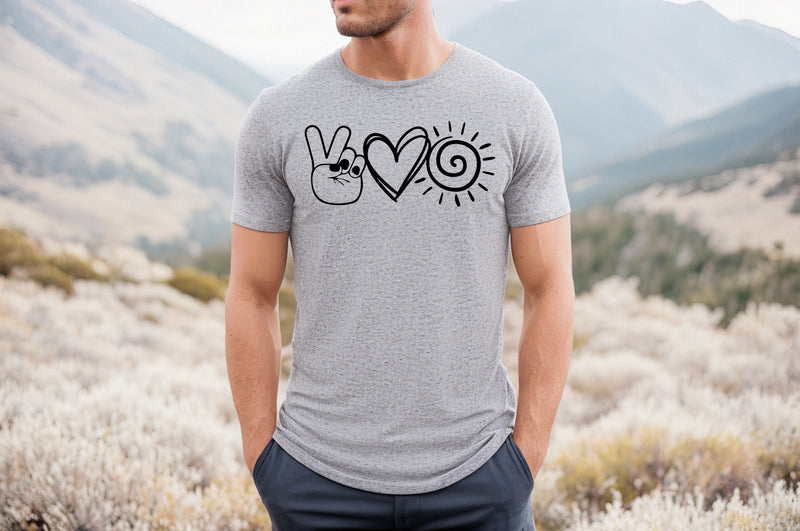 Peace Love Sunshine Short Sleeve Tee: A Simple and Classic T-Shirt for People Who Love Peace, Love, and Sunshine