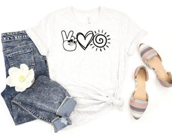 Peace Love Sunshine Short Sleeve Tee: A Simple and Classic T-Shirt for People Who Love Peace, Love, and Sunshine