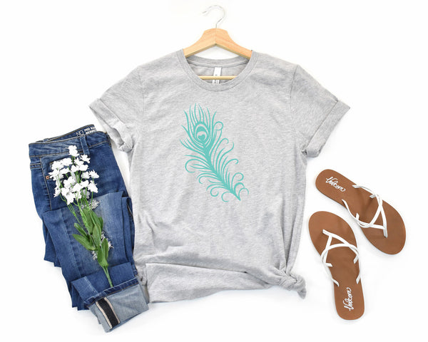 Peacock Feather Heart Short Sleeve Tee: A Beautiful and Meaningful T-Shirt for People Who Love Peacocks and Hearts