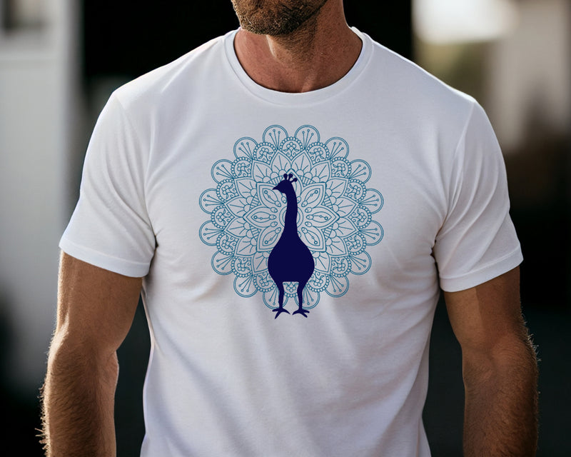 Peacock Mandala Short Sleeve Tee: A Peaceful and Stylish T-Shirt for People Who Love Peacocks and Mandalas