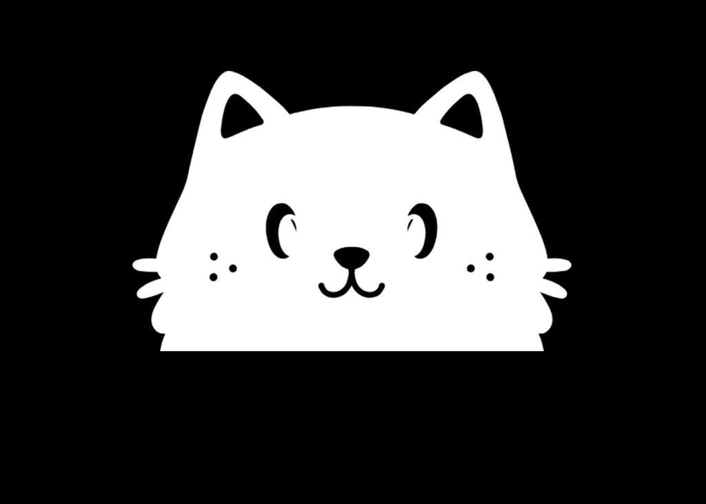 Peeking Cat Vinyl Decal | White | MADE IN USA by Foxtail Decals | For Car Windows, Tablets, Laptops, Water Bottles, etc. | 4.75 x 3.0 inch