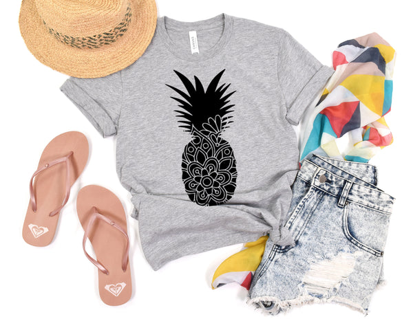 Pineapple Mandala Short Sleeve Tee: A Stylish and Tropical T-Shirt for People Who Love Pineapples and Mandalas