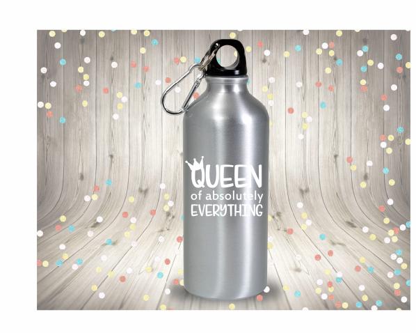 Queen of Absolutely Everything Vinyl Decal | White | Made in USA by Foxtail Decals | for Car Windows, Tablets, Laptops, Water Bottles, etc. | 4.75 x 3.7 inch